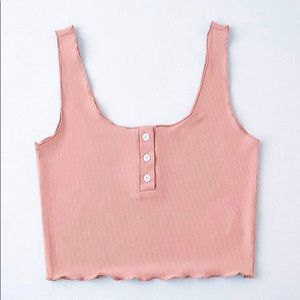 Pink xs tank crop top with button
